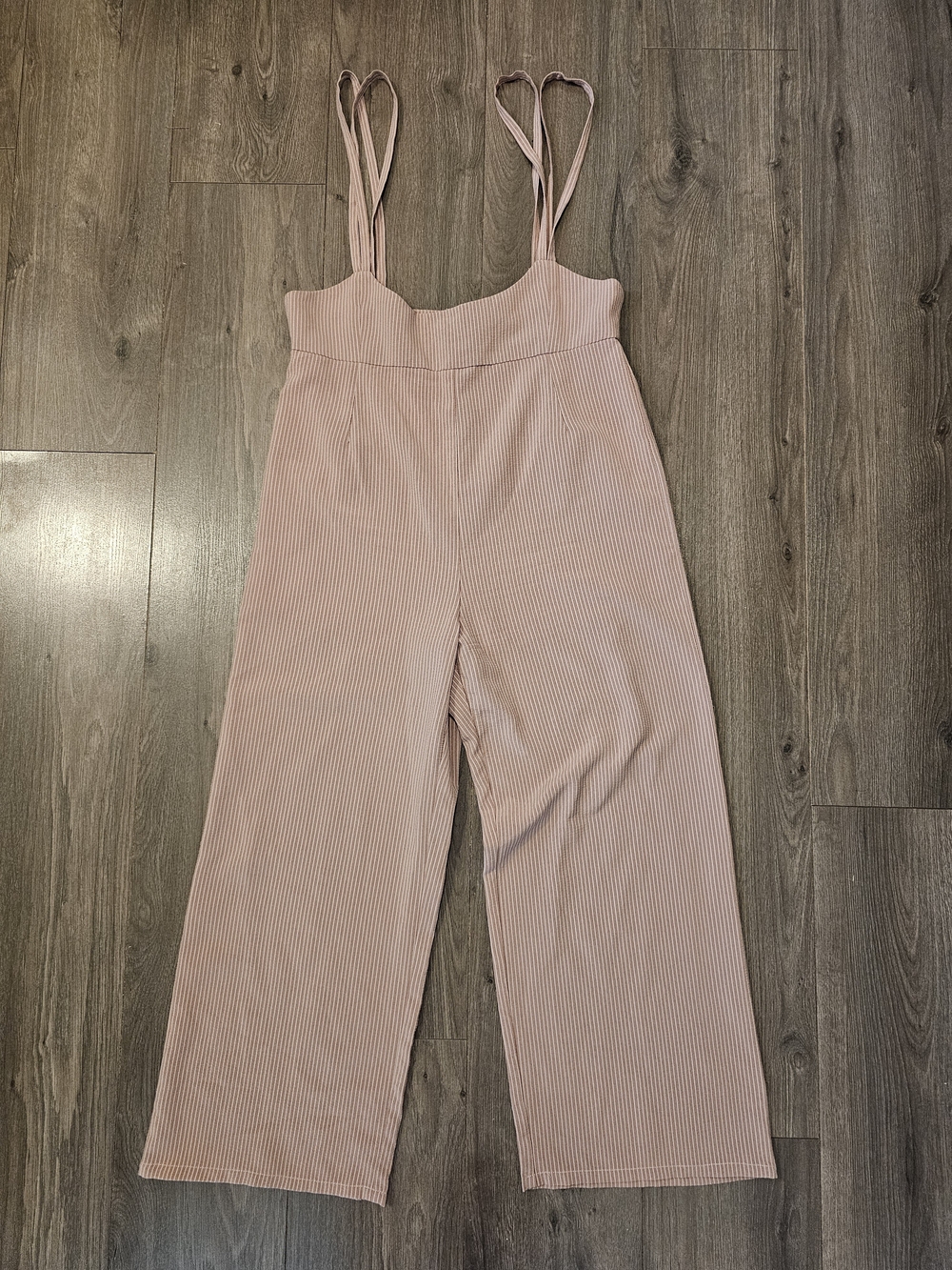 Forever 21 Dusty Rose Ribbed Wide-Leg Jumpsuit with Double Straps